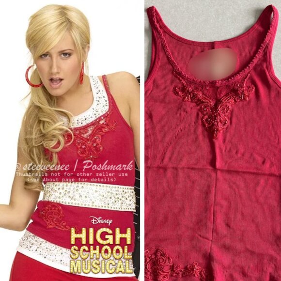 2000s Red Ribbed Embellished Cami ALT Sharpay Evans - Picture 2 of 6